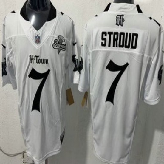 Men's Houston Texans #7 CJ Stroud Limited White Screwstan FUSE Vapor Jersey - Ujersey