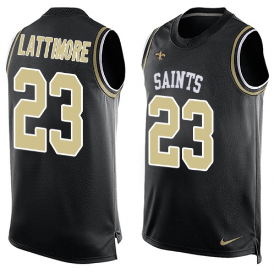 Men's Nike New Orleans Saints #23 Marshon Lattimore Limited Black Player Name & Number Tank Top NFL Jersey
