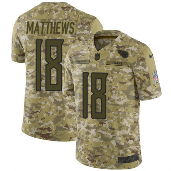 Men's Nike Tennessee Titans #18 Rishard Matthews Limited Camo 2018 Salute to Service NFL Jersey - Ujersey