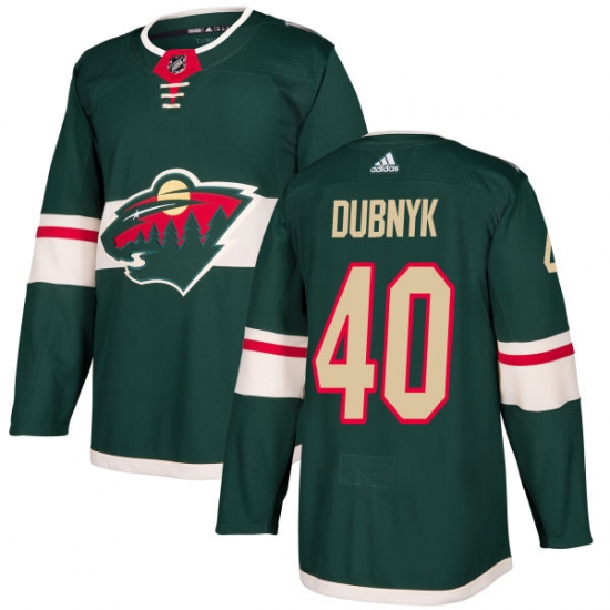 Men's Adidas Minnesota Wild #40 Devan Dubnyk Authentic Green Home NHL Jersey - Ujersey