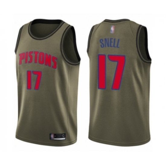 Youth Detroit Pistons #17 Tony Snell Swingman Green Salute to Service Basketball Jersey - Ujersey