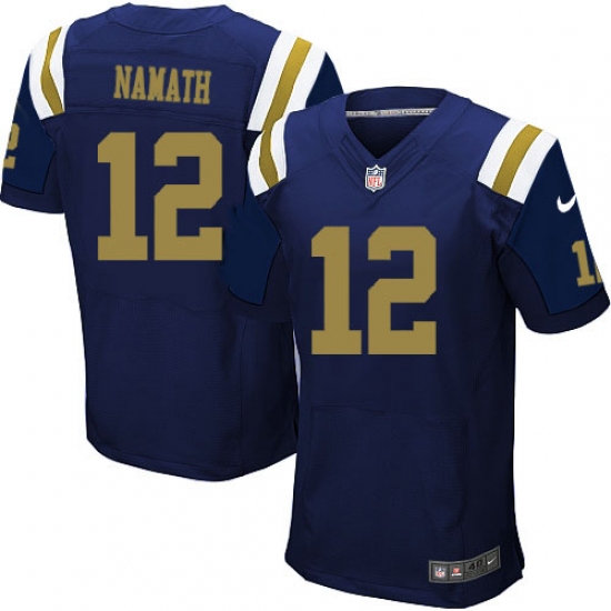 Men's Nike New York Jets #12 Joe Namath Elite Navy Blue Alternate NFL Jersey - Ujersey