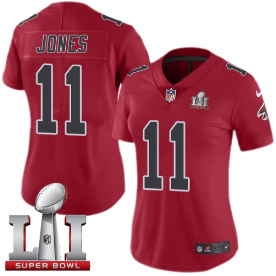 Women's Nike Atlanta Falcons #11 Julio Jones Limited Red Rush Super Bowl LI 51 NFL Jersey - Ujersey