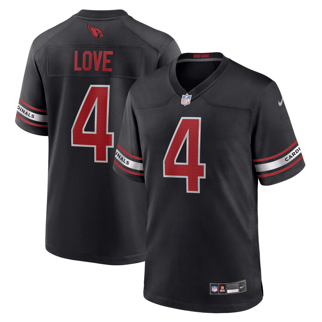 Men's Arizona Cardinals Jeremiyah Love Nike Black Alternate Game Player Jersey - Ujersey
