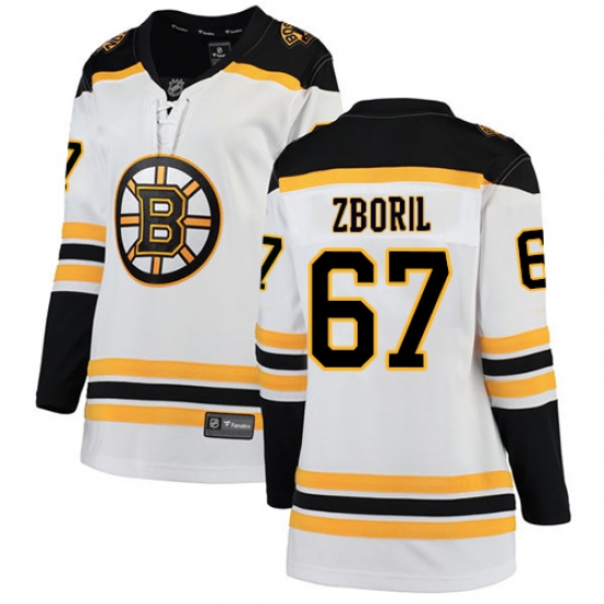 Women's Boston Bruins #67 Jakub Zboril Authentic White Away Fanatics Branded Breakaway NHL Jersey - Ujersey