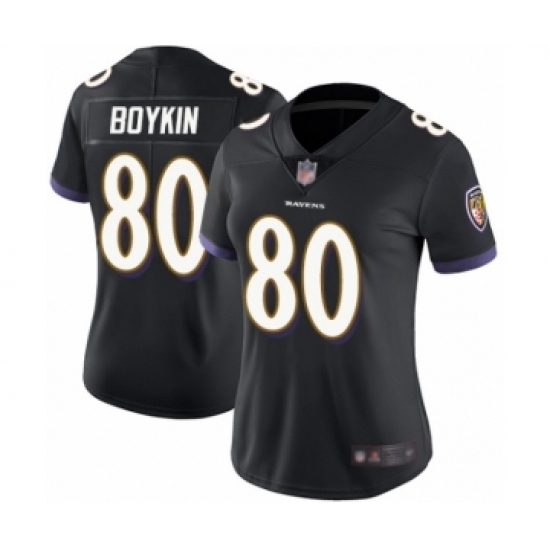 Women's Baltimore Ravens #80 Miles Boykin Black Alternate Vapor Untouchable Limited Player Football Jersey - Ujersey