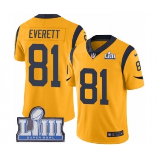 Men's Nike Los Angeles Rams #81 Gerald Everett Limited Gold Rush Vapor Untouchable Super Bowl LIII Bound NFL Jersey - Ujersey