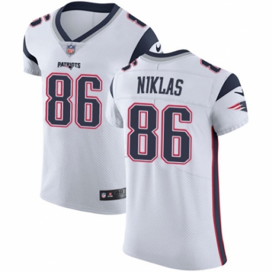 Men's Nike New England Patriots #86 Troy Niklas White Vapor Untouchable Elite Player NFL Jersey - Ujersey