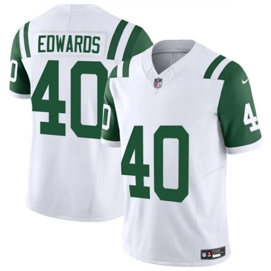Men's New York Jets #40 Donovan Edwards White 2025 F.U.S.E. Classic Alternate Vapor Untouchable Limited Football Stitched Jersey - Ujersey