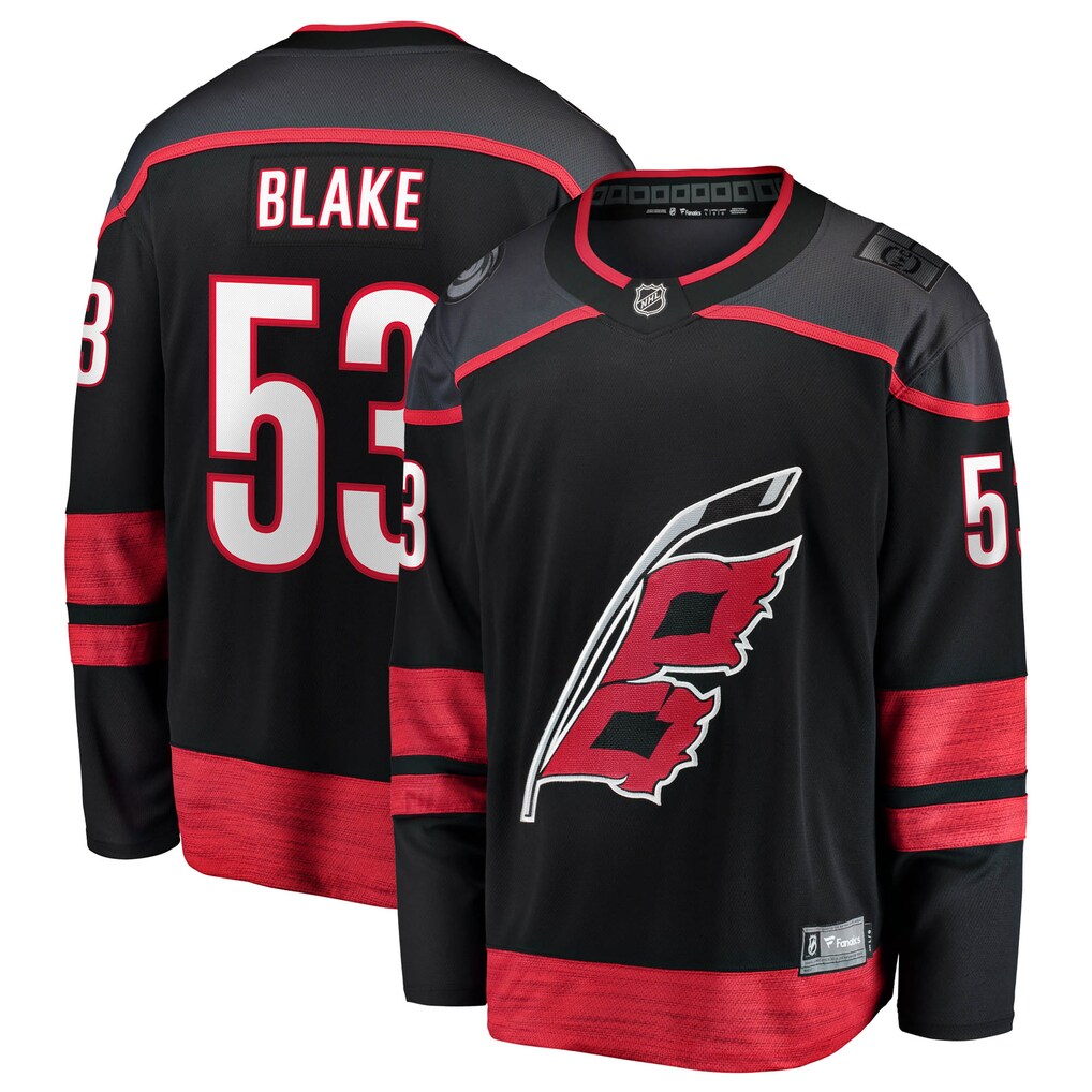 Men's Carolina Hurricanes Jackson Blake Fanatics Black Home Breakaway Jersey