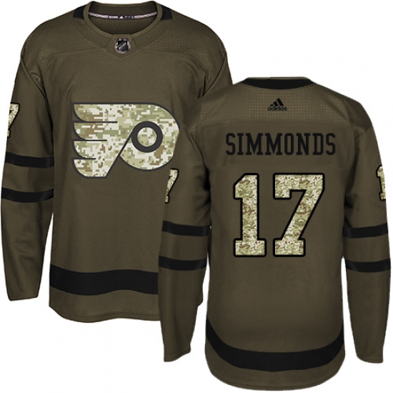 Men's Adidas Philadelphia Flyers #17 Wayne Simmonds Authentic Green Salute to Service NHL Jersey - Ujersey