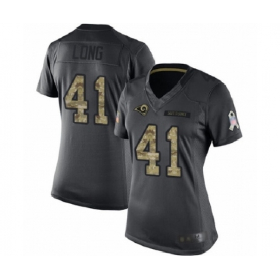 Women's Los Angeles Rams #41 David Long Limited Black 2016 Salute to Service Football Jersey - Ujersey