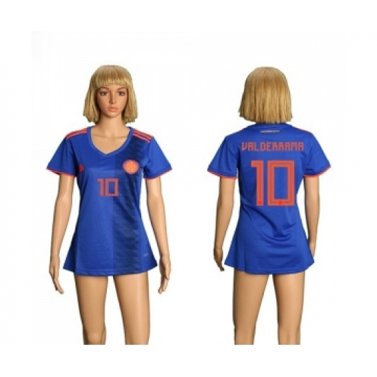 Women's Colombia #10 Valderrama Away Soccer Country Jersey