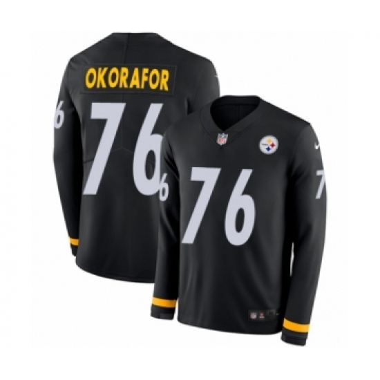 Youth Nike Pittsburgh Steelers #76 Chukwuma Okorafor Limited Black Therma Long Sleeve NFL Jersey - Ujersey