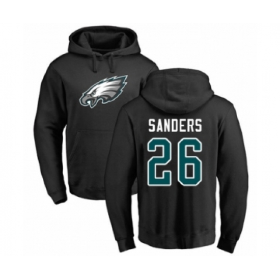 Philadelphia Eagles #26 Miles Sanders Black Name & Number Logo Pullover Hoodie - Ujersey