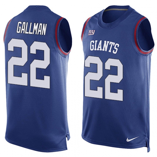Men's Nike New York Giants #22 Wayne Gallman Limited Royal Blue Player Name & Number Tank Top NFL Jersey - Ujersey