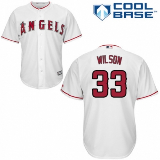 Men's Majestic Los Angeles Angels of Anaheim #33 CJ Wilson Replica White Home Cool Base MLB Jersey - Ujersey