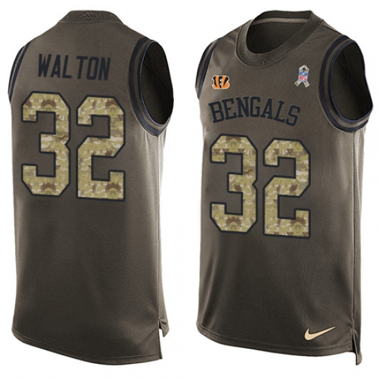 Men's Nike Cincinnati Bengals #32 Mark Walton Limited Green Salute to Service Tank Top NFL Jersey - Ujersey