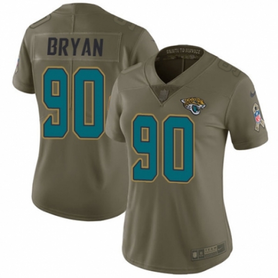 Women's Nike Jacksonville Jaguars #90 Taven Bryan Limited Olive 2017 Salute to Service NFL Jersey - Ujersey