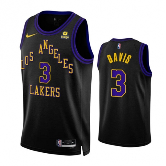 Men's Los Angeles Lakers #3 Anthony Davis Black 2023-24 City Edition Stitched Basketball Jersey - Ujersey