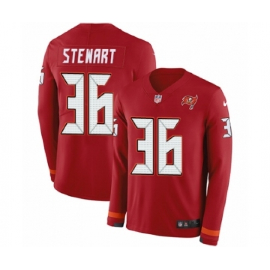 Men's Nike Tampa Bay Buccaneers #36 M.J. Stewart Limited Red Therma Long Sleeve NFL Jersey - Ujersey