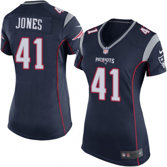 Women's Nike New England Patriots #41 Cyrus Jones Game Navy Blue Team Color NFL Jersey - Ujersey