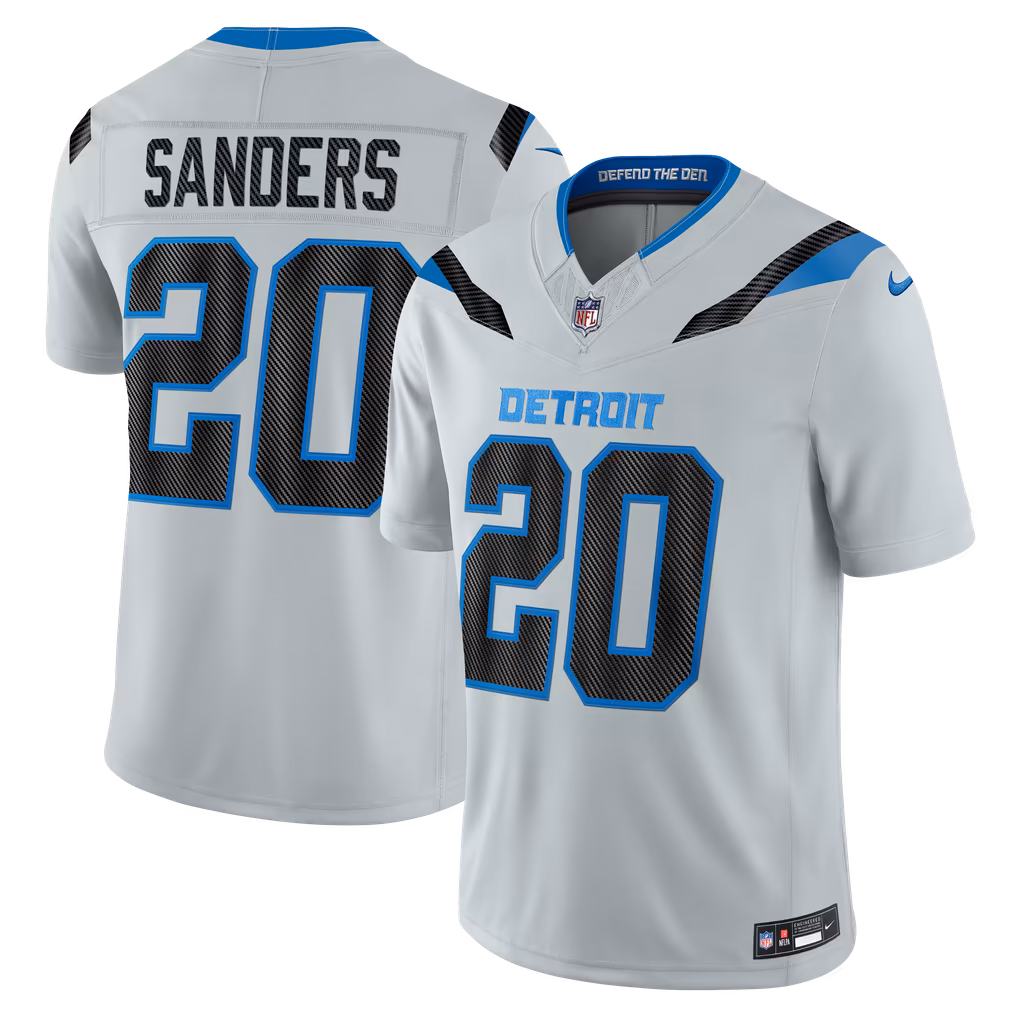 Men's Detroit Lions Barry Sanders Nike Silver 2026 Rivalries Collection Stitched Limited Jersey