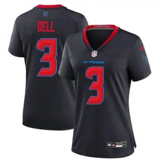 Women Houston Texans #3 Tank Dell Navy Blue 2024 Alternate F U S E Vapor Stitched Football Jersey - Ujersey