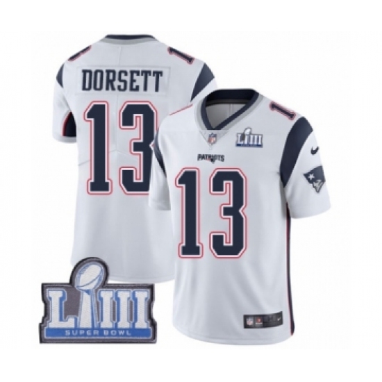 Youth Nike New England Patriots #13 Phillip Dorsett White Vapor Untouchable Limited Player Super Bowl LIII Bound NFL Jersey - Ujersey