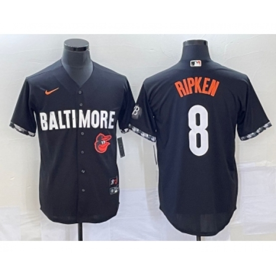 Men's Baltimore Orioles #8 Cal Ripken Jr Black 2023 City Connect Cool Base Stitched Jersey 1 - Ujersey