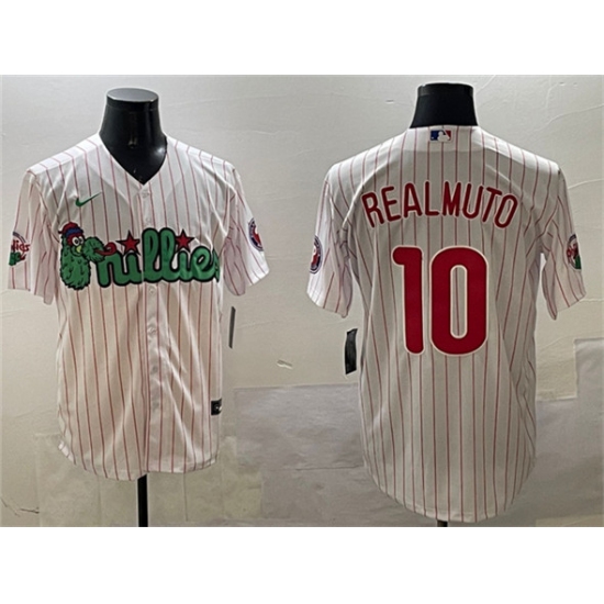 Men's Philadelphia Phillies #10 J.T. Realmuto White Phanatic Cool Base Stitched Jersey - Ujersey