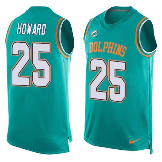 Men's Nike Miami Dolphins #25 Xavien Howard Limited Aqua Green Player Name & Number Tank Top NFL Jersey - Ujersey