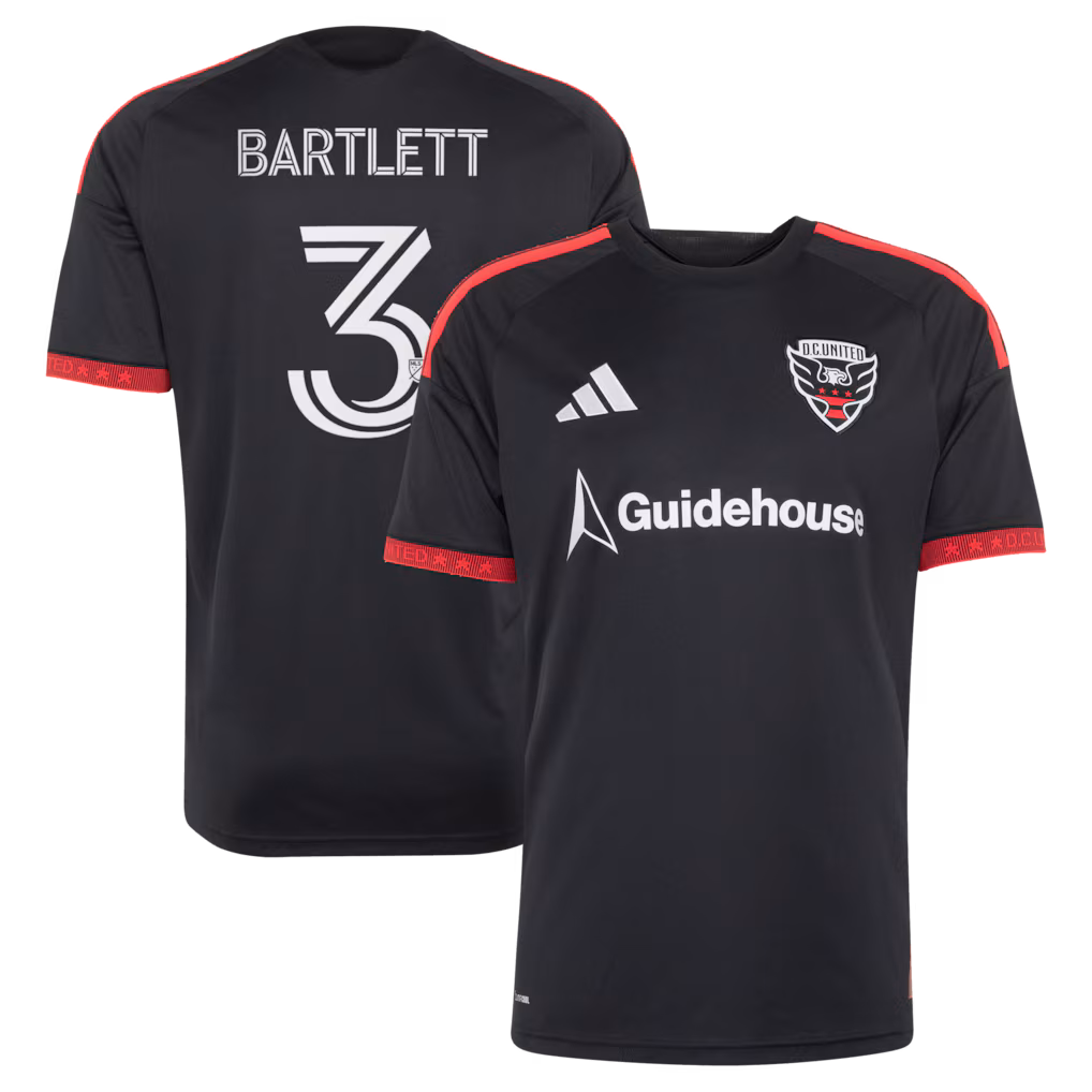 Men's D.C. United Lucas Bartlett adidas Black 2026 Black-and-Red Kit Replica Jersey - Ujersey NHL
