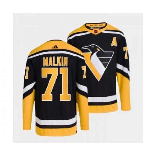 Men's Pittsburgh Penguins #71 Evgeni Malkin Black 2022-23 Reverse Retro Stitched Jersey - Ujersey