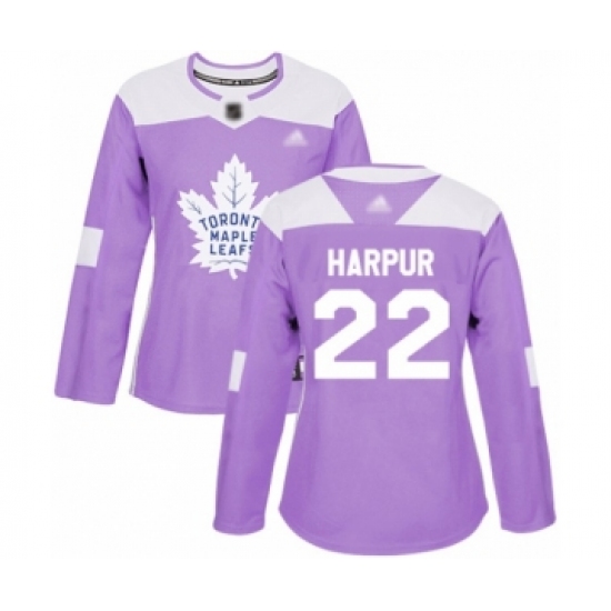 Women's Toronto Maple Leafs #22 Ben Harpur Authentic Purple Fights Cancer Practice Hockey Jersey - Ujersey