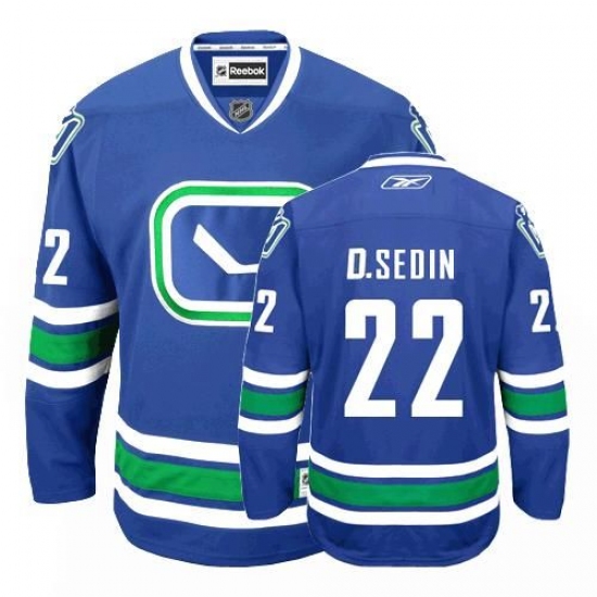 Youth Reebok Vancouver Canucks #22 Daniel Sedin Authentic Royal Blue Third NHL Jersey - Ujersey