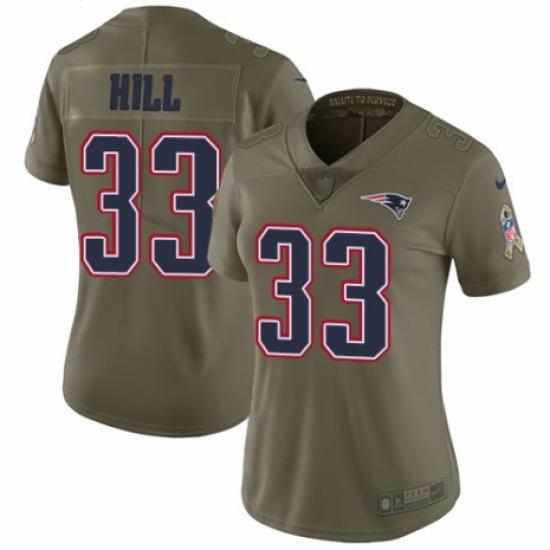 Women's Nike New England Patriots #33 Jeremy Hill Limited Olive 2017 Salute to Service NFL Jersey - Ujersey