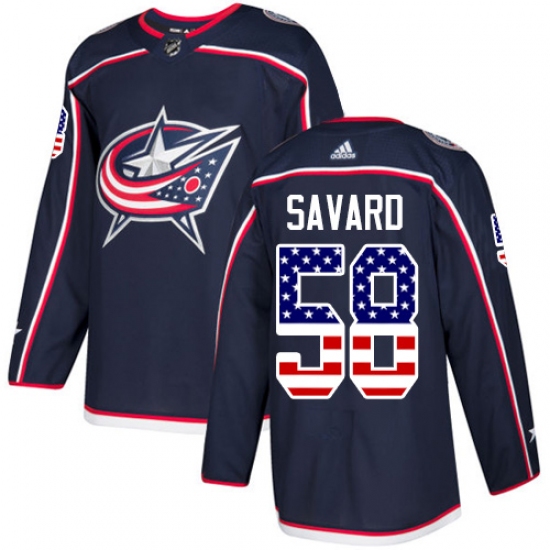 Men's Adidas Columbus Blue Jackets #58 David Savard Authentic Navy Blue USA Flag Fashion NHL Jersey