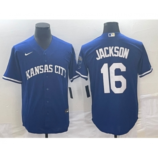 Men's Kansas City Royals #16 Bo Jackson Navy Cool Base Stitched Baseball Jersey - Ujersey