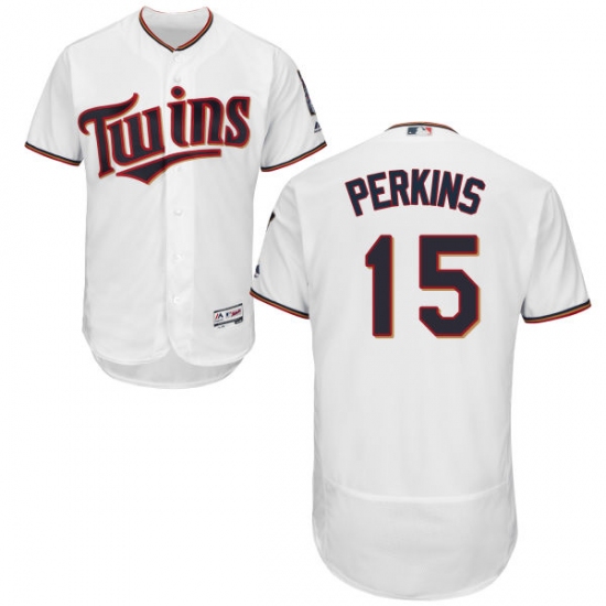 Men's Majestic Minnesota Twins #15 Glen Perkins White Home Flex Base Authentic Collection MLB Jersey - Ujersey