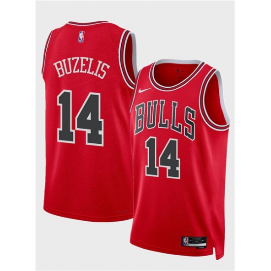 Men's Chicago Bulls #14 Matas Buzelis Red 2024 Draft Icon Edition Stitched Basketball Jersey - Ujersey