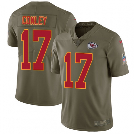 Youth Nike Kansas City Chiefs #17 Chris Conley Limited Olive 2017 Salute to Service NFL Jersey - Ujersey