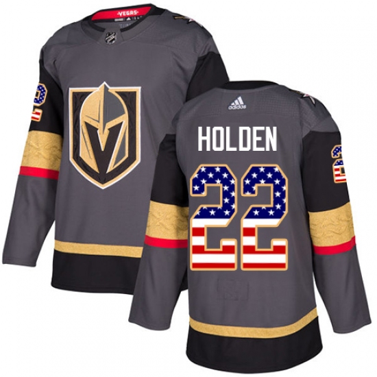 Men's Adidas Vegas Golden Knights #22 Nick Holden Authentic Gray USA Flag Fashion NHL Jersey - Ujersey