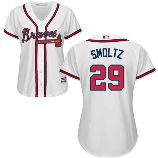 Women's Majestic Atlanta Braves #29 John Smoltz Authentic White Home Cool Base MLB Jersey - Ujersey