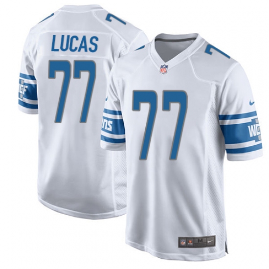 Men's Nike Detroit Lions #77 Cornelius Lucas Game White NFL Jersey - Ujersey