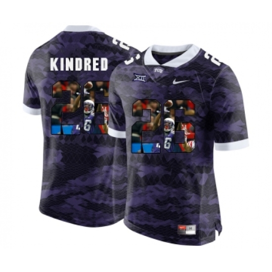 TCU Horned Frogs 26 Derrick Kindred Purple With Portrait Print College Football Limited Jersey - Ujersey