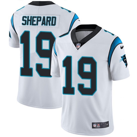 Men's Nike Carolina Panthers #19 Russell Shepard White Vapor Untouchable Limited Player NFL Jersey - Ujersey