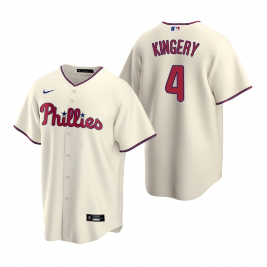 Men's Nike Philadelphia Phillies #4 Scott Kingery Cream Alternate Stitched Baseball Jersey - Ujersey