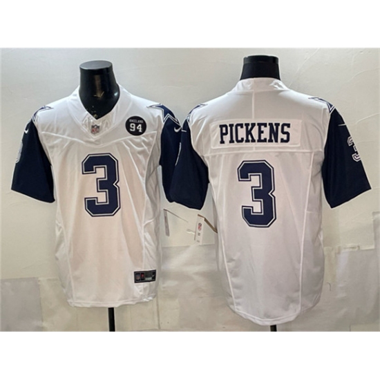 Men's Dallas Cowboys #3 George pickens White F.U.S.E. 94 Marshawn Kneeland Memorial Thanksgiving Vapor Limited Stitched Football Jersey