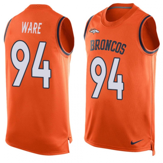 Men's Nike Denver Broncos #94 DeMarcus Ware Limited Orange Player Name & Number Tank Top NFL Jersey - Ujersey